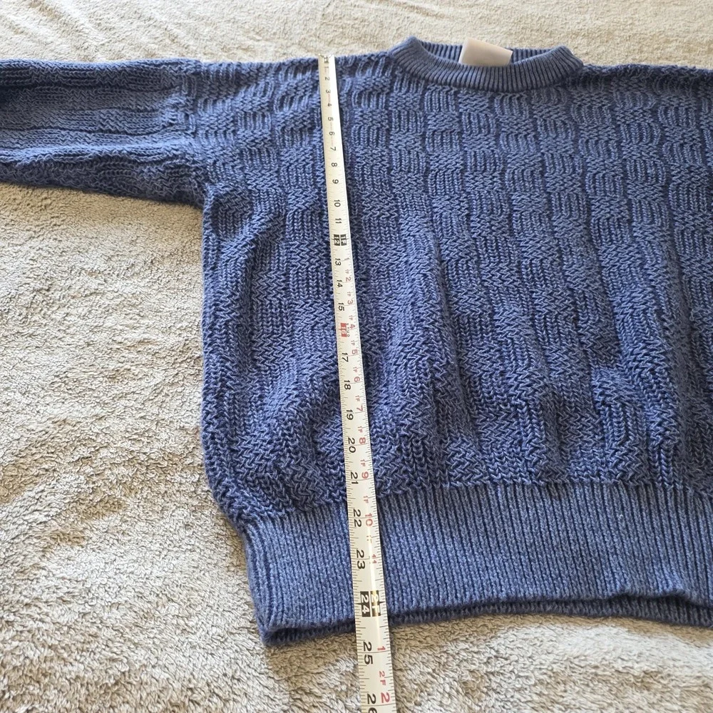 Vintage Weekends Ramie Blue Knit Sweater‎ Size Large Cozy Cabincore